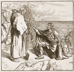 Egfrid vädjar till St. Cuthbert, illustration från 