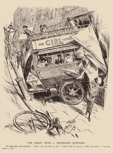 Den stora frågan om spårvagnar och motorbussar (litografi) av Frederick Henry Townsend