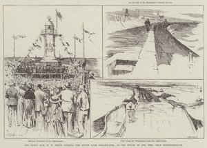 The Right Honourable W H Smith öppnar South Gare Breakwater, vid The Mouth of the Tees, nära Middlesbrough av Frederick Henry Townsend