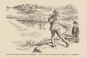 "Farbror, uttalar man det Ricoshaying eller Ricochetting" (litografi) av Frederick Henry Townsend