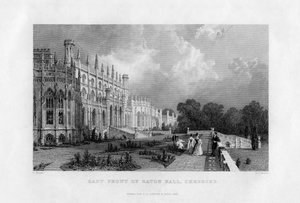 Östra framsidan av Eaton Hall, Cheshire, 1845
