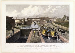 Dubbelslussen och östra ingången till Islington-tunneln, Regents Canal, 1827
