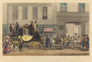 The Blenheim, Leaving the Star Hotel, Oxford av Frederick James Havell after George Havell