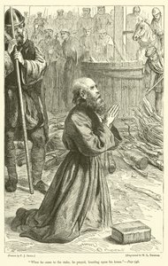 När han kom till pålen bad han och föll på knä av Frederick John Skill