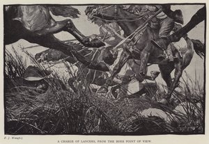 En laddning av Lancers, ur boerns synvinkel (litho) av Frederick Judd Waugh