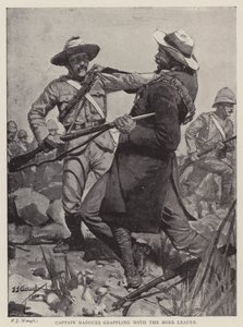 Kapten Madocks brottas med boerledaren (litho) av Frederick Judd Waugh