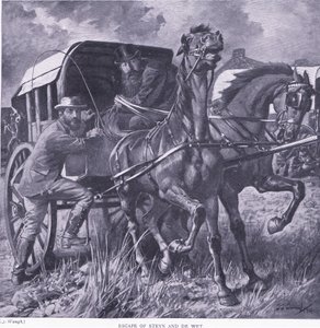 Escape of Steyn and De Wit, illustration från After Pretoria: The Guerilla War, 1902 av Frederick Judd Waugh