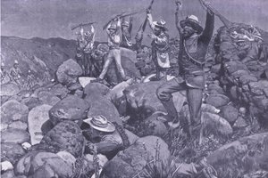 Den låtsade kapitulationen som drog Liverpools in i en desperat position, illustration från After Pretoria: The Guerilla War, 1902 av Frederick Judd Waugh
