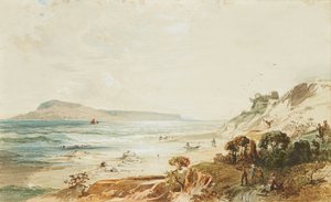 Utsikt över Portland och Sandsfoot Castle, Dorset (akvarell)