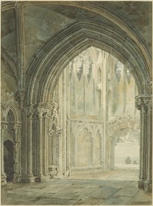 Interiör av North Porch of St Mary Redcliffe av Frederick Mackenzie