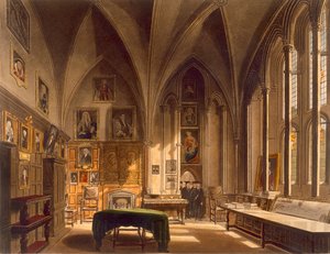 Kapitelhusets interiör, illustration ur "History of Oxford", graverad av J. Bluck (fl.1791-1831), utgiven av R. Ackermann, 1813 (akvatint).