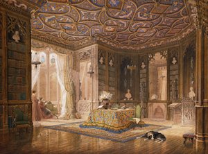 The Library of Stanmore Hall, säte för Robert Holland, Esq,