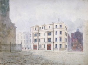 Utsikt mot söder vid den västra änden av King William Street, City of London, 1850