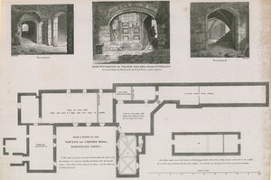 Markplan och utsikt över valven i Crosby Hall, Bishopsgate Street
