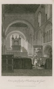 Interiör av kyrkan St Bartholomew den store av Frederick Nash