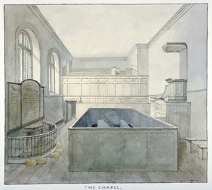 Interiörvy av kapellet i Newgate Prison, Old Bailey, City of London, 1840 av Frederick Nash