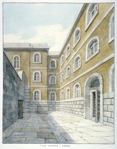 Kapellgården i Newgate Prison, Old Bailey, Newgate Prison, Old Bailey, City of London, 1840 av Frederick Nash