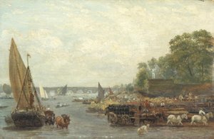 Westminster Bridge, ca 1820-30 (olja på panel) av Frederick Nash