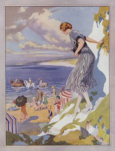 Seaside scen, affischdesign för Kodak (färg litho)