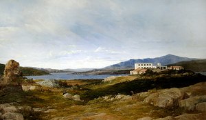 En vy av Garibaldis villa på Caprera, Sardinien