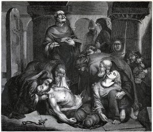 Begravningen av Harold i Waltham Abbey, 1847 av Frederick Richard Pickersgill