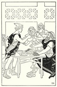Quicksilver fortsatte med att fylla skålarna från kannan som skulle vara tom (litho) av Frederick Richardson