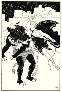 Det följde den mest fruktansvärda kampen mellan Theseus och Minotaurus som någonsin inträffat (litho)