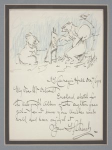 Autografbrev med skiss av Frederick Stuart Church