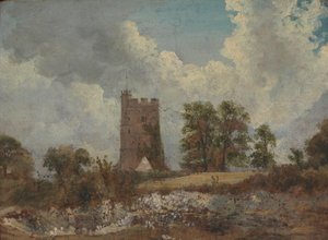 Landskap med en kyrka av Frederick W. Watts