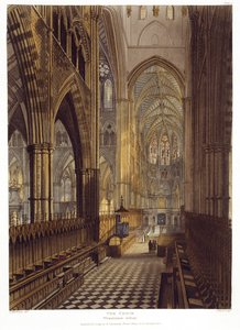 The Choir, skylt 7 från Westminster Abbey, graverad av J. Bluck (fl.1791-1831) pub. av Rudolph Ackermann (1764-1834) 1811 (akvatint) av Frederick after Mackenzie