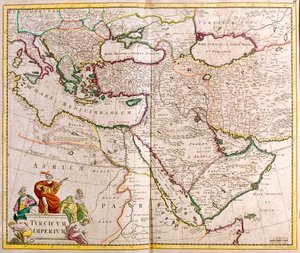 Italien, Balkanhalvön, Turkiet, Libanon, Syrien, Israel, Jordanien, Irak, Arabiska halvön, Iran av Frederick de Wit