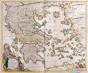 Karta över Grekland (etsning av Frederick de Wit
