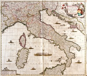 Karta över Italien, Korsika och Sardinien (etsning av Frederick de Wit