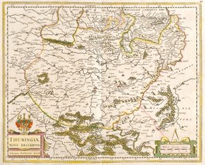 Karta över Thüringen (Tyskland) (etsning av Frederick de Wit