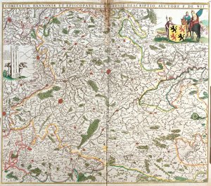 Karta över greven av Hainaut (Hainaut) (Belgien) och Eveche of Cambresis (Frankrike) (etsning av Frederick de Wit