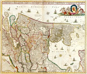 Karta över greven av Holland (Nederländerna) (etsning av Frederick de Wit