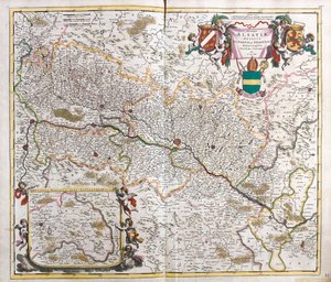 Karta över hertigdömet Alsace (Frankrike) (etsning av Frederick de Wit