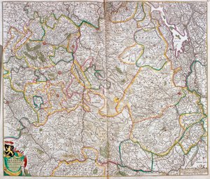 Karta över hertigdömet Brabant (Belgien, Nederländerna) (etsning av Frederick de Wit