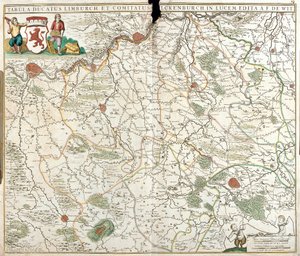 Karta över hertigdömet Limburg (Belgien) (etsning av Frederick de Wit