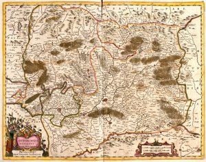 Karta över hertigen av Lorraine (Frankrike) (etsning av Frederick de Wit