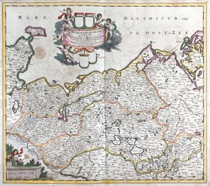 Karta över hertigdömet Mecklenburg Schwerin (Tyskland) (etsning av Frederick de Wit