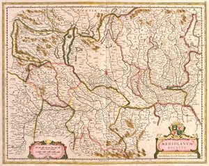 Karta över hertigen av Milano (Italien) (etsning av Frederick de Wit