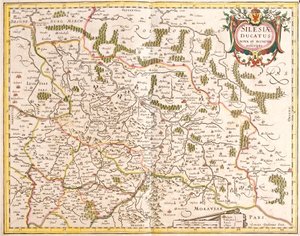 Karta över hertigdömet Schlesien (Tyskland och Tjeckien) (etsning av Frederick de Wit
