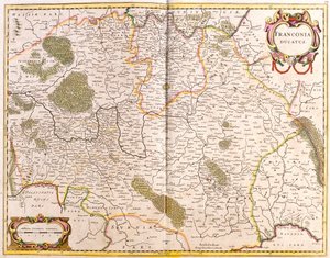 Karta över hertigen av Franken (Tyskland) (etsning av Frederick de Wit