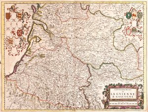 Karta över regeringen i Guyenne och Gascogne (Frankrike) (etsning av Frederick de Wit