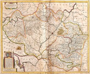 Karta över kungariket Aragon (Spanien) (etsning av Frederick de Wit