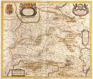 Karta över kungariket Kastilien (Spanien) (etsning av Frederick de Wit
