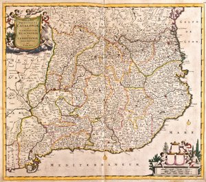Karta över huvudmannen i Katalonien (Spanien) (etsning av Frederick de Wit