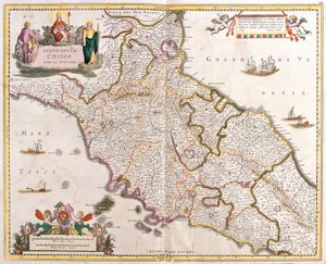 Karta över kyrkans stater i Toscana (Italien) (etsning av Frederick de Wit