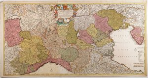 Norra Italien. Karta av Frederik de Wit, Amsterdam, Kopparstick. 1705 av Frederick de Wit